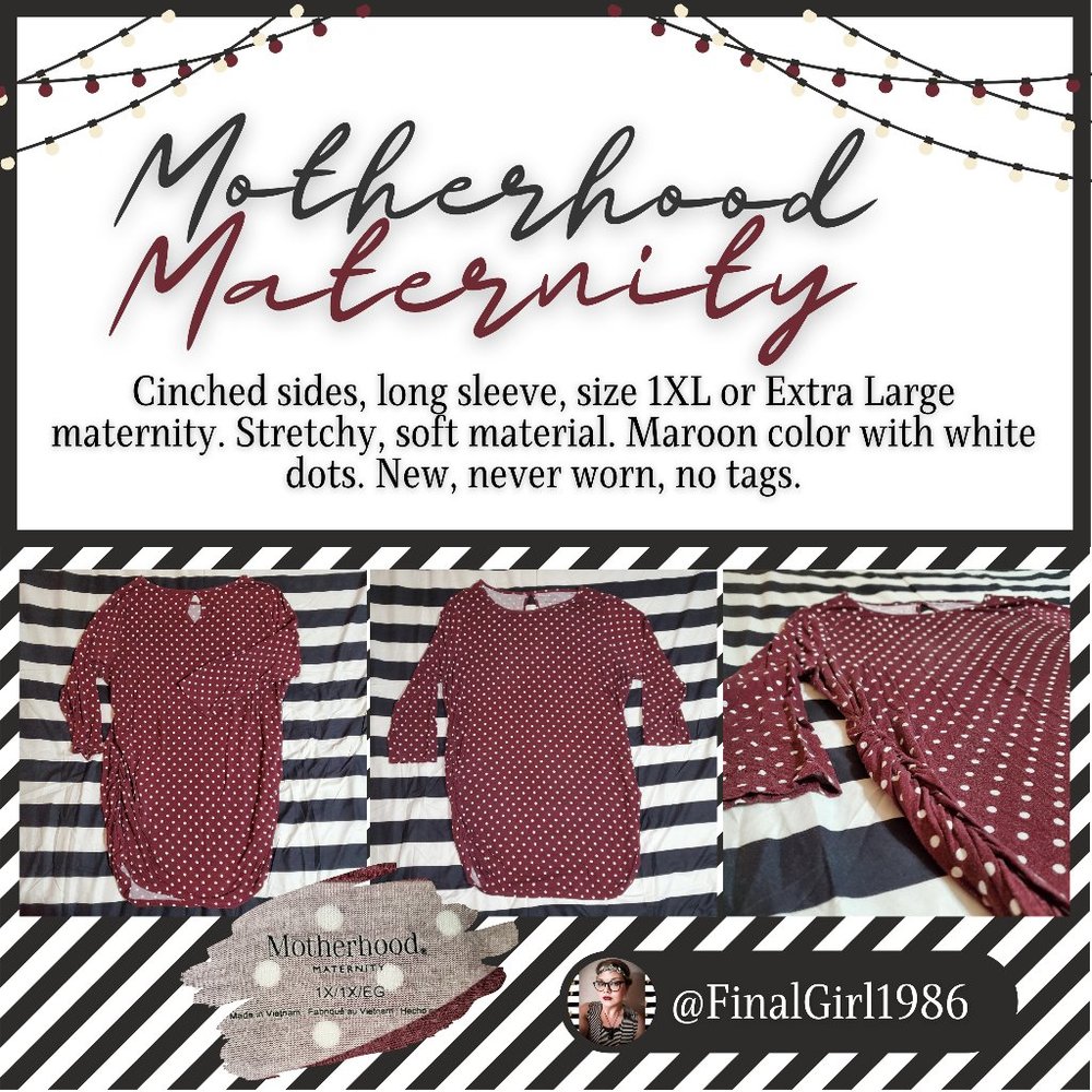 Maternity Top Maroon with White Dots